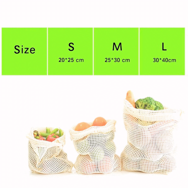 Bolsas para Mercar Frutas y Verduras/Malla Algodón x3 Bolsas - Image 3