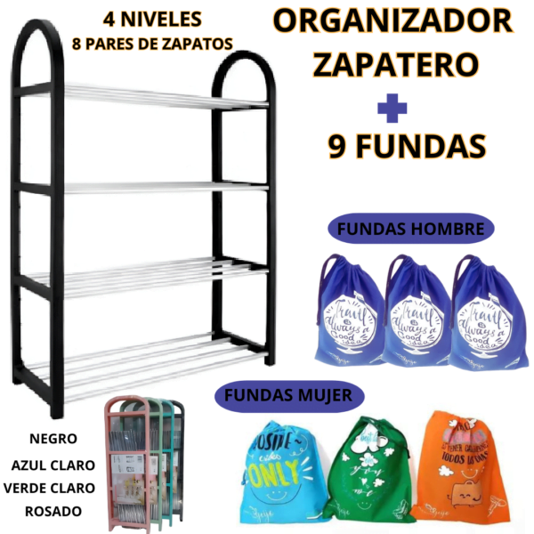 Organizador de Zapatos 4 niveles para 8 pares de zapatos Plástico/Metálico - Image 6