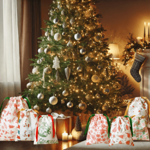 Bolsas Reutilizables Navideñas Para Regalos Setx12